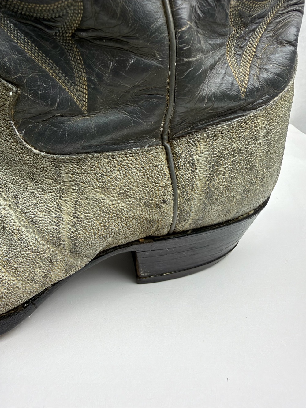Justin Mens Western Cowboy Boots 8527 Grey Black Leather Elephant Print Size 10 - Picture 6 of 16
